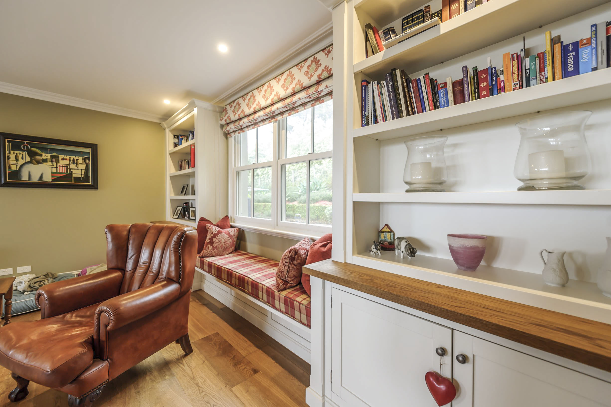 Cozy nook with window seat.